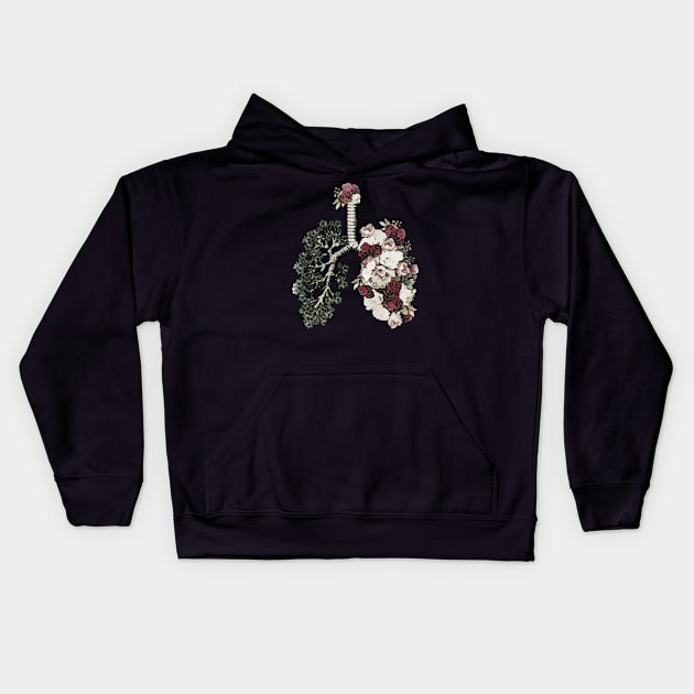 Lung Anatomy / Cancer Awareness 13 Kids Hoodie by Collagedream